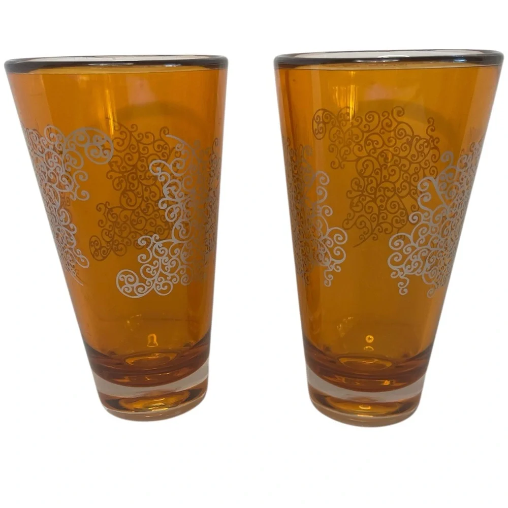 Starbucks Orange Highball Tumbler Filigree Baroque Rococo 2004 Collectible 20oz